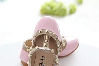 Girls Shoes Spring Children Shoes Girl Rivets Princess Autumn Toddler Girls Kids Flat Shoes T-Tied Style Girls Summer Sandals