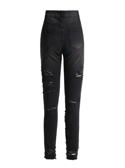 Women High Waist Patchwork Pocket Casual Slim Pencil Pants