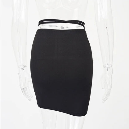 2026New Summer Women's ClothinginsHot girl high-waisted bodycon skirt European and American drawstring tie-up mini skirt