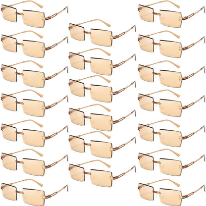 20 Pcs Per Set Rimless Rectangle Sunglasses Fashion Gradient Ocean Lenses Shades Ins Trendy Beach Vacation Sun Glasses