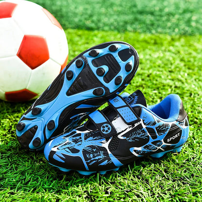 Kids Soccer Shoes HOOK&LOOP Football Sports Shoes Boy Outdoor Non-Slip Training Shoes Child Lightweight Children's Soccer Cleats