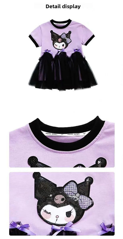 Princess Style Short Sleeve Dress for Girls Baby Mesh Skirt Summer New Arrival Children's Clothing Casual Daily Skirt