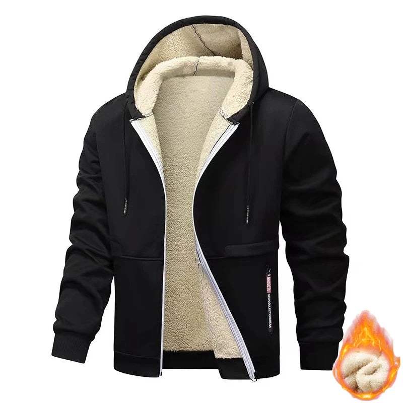 Animal Game Mens Casual Hooded for Men Fleece Sweatshirt Thick Sherpa Lined Hoodies Zipper Jacket Thick Heavyweight Sweatshirts