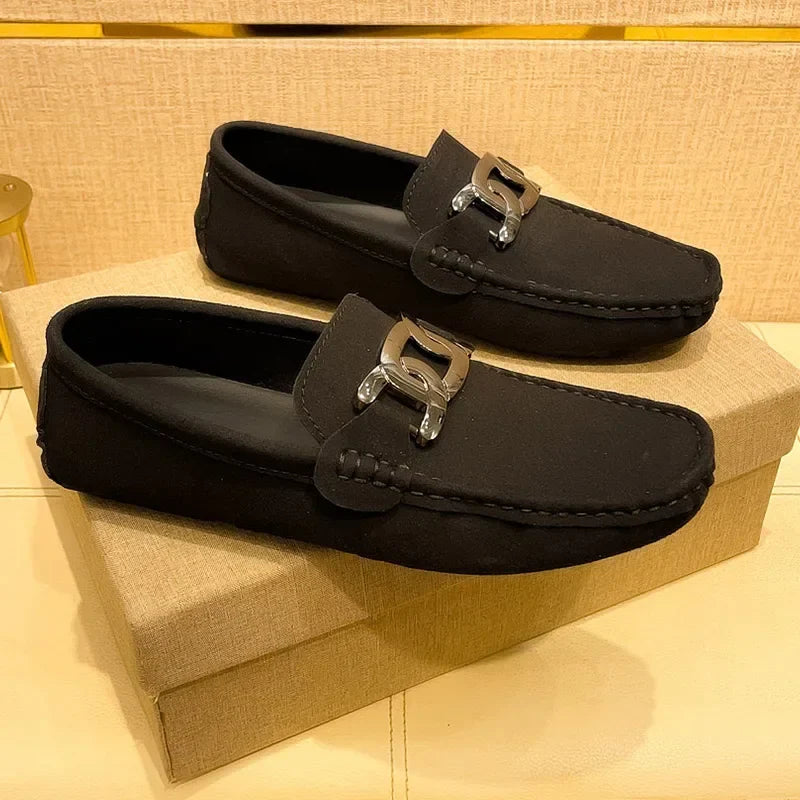 Sapatos Sociais Elegantes Masculinos Slip-on em Couro PU Loafers Leves Confortáveis Sapatos Casuais para Homens Sapatos Flat de Moda de Verão
