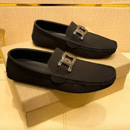 Sapatos Sociais Elegantes Masculinos Slip-on em Couro PU Loafers Leves Confortáveis Sapatos Casuais para Homens Sapatos Flat de Moda de Verão