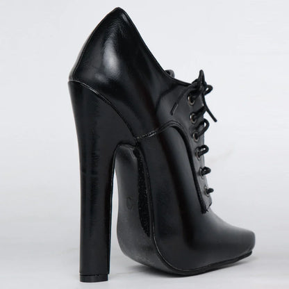 6 Inch High heel Fetish Lace Up Pointy Toe Unisex Drag Queen Pump