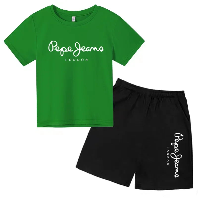Kids Summer T-shirt Boys Girls Toddler Clothes Charming Letter Print 3-12Y Short Sleevd + Shorts Sports Brand Fashion Casual Set