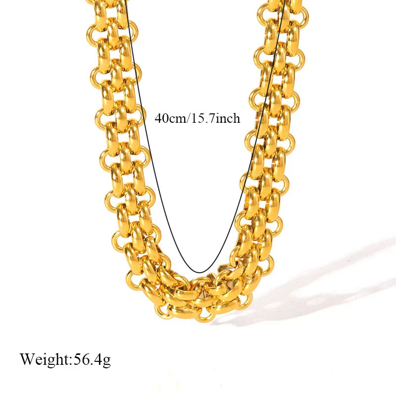 316L Stainless Steel Gold Silver Color Thick Chain Necklace For Women Fashion Cuban Neck Chain Waterproof Jewelry Gift