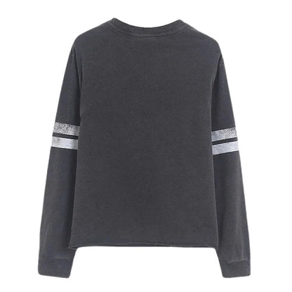 Retro Distressed Sweatshirt Women Mickey Mouse Casual Pullover Tops O Neck Long Sleeve Jumper Streetwear