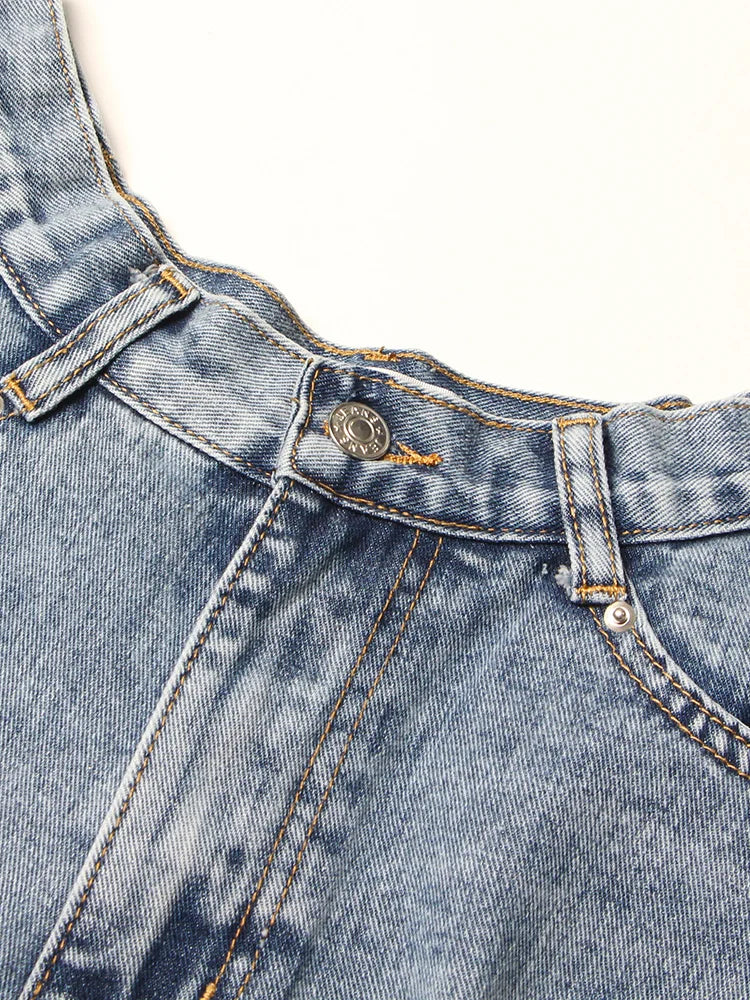 Patchwork Pockets Solid Casual Denim Shorts For Women