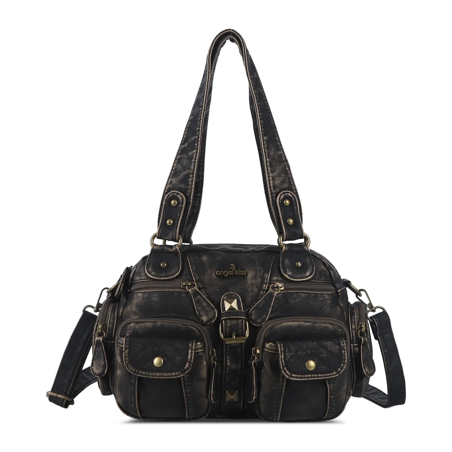 Vintage Bag Women Small Handbags Satchel Top-handle Handbag PU Shoulder Bag Dumpling Pack Multi-pockets Shoulder Bags