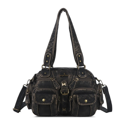 Women Small Handbags Satchel Top-handle Handbag PU Shoulder Bag 8”x11” Dumpling Pack Multi-pockets Shoulder Bag