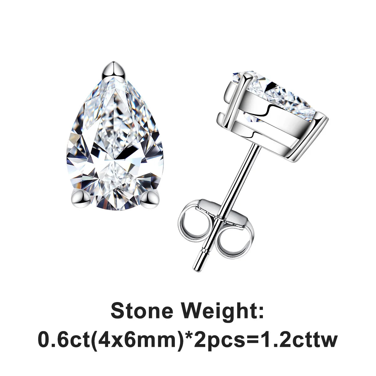 10K Gold Post 5/2/1.2ct Pear Cut Moissanite Stud Earrings Anti-allergy Eearrings For Women Jewelry Wholesale