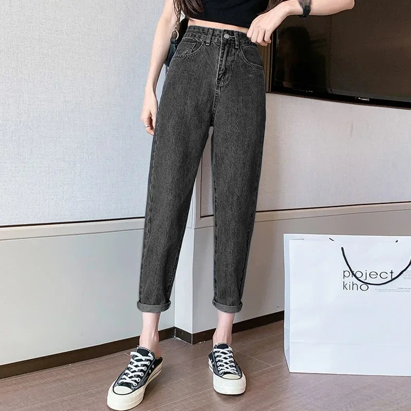 Versatile High-waisted Slimming Loose-fit Straight-leg Jeans For Women