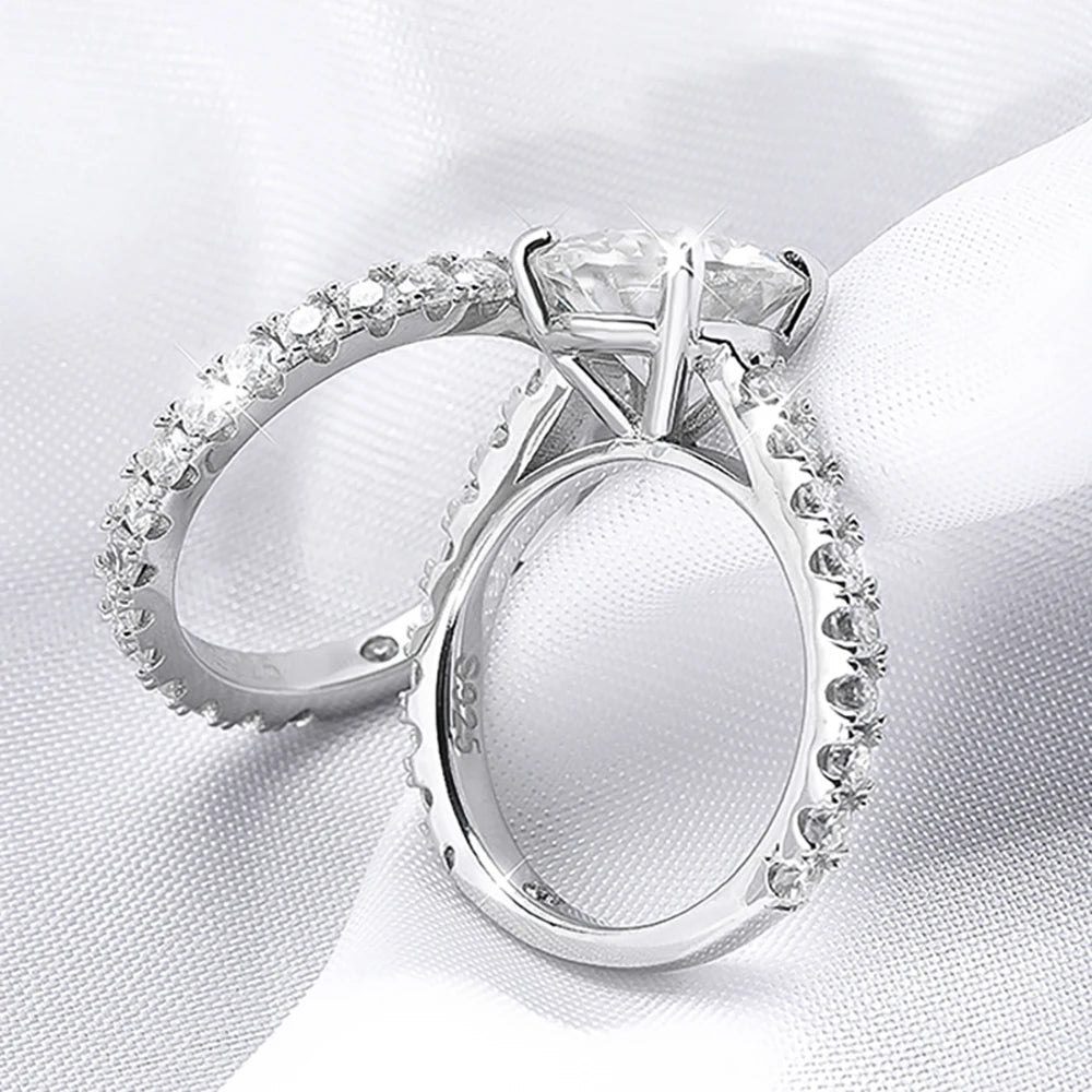 5.28ct All Moissanite Rings Set Women Gift Sparkling Lab Diamond Wedding Rings S925 Sterling Silver Plated 18K Jewelry