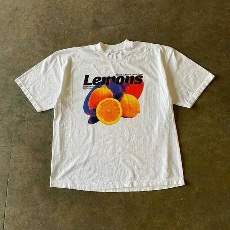 Fashion Tee Women Men T-shirt Y2K Loose Street Letter Print Short Sleeve Casual T-shirt 2025 Summer Retro Harajuku Top