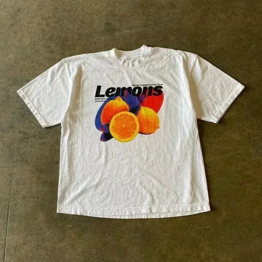 Fashion Tee Women Men T-shirt Y2K Loose Street Letter Print Short Sleeve Casual T-shirt 2025 Summer Retro Harajuku Top