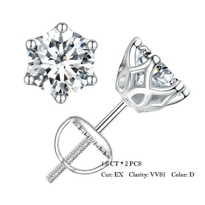 Moissanite Wedding Stud Earrings, White Gold Plated Brilliant Round Cut Lab Created Diamond 925 Silver Earrings for Women