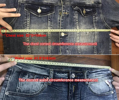 Spring Autumn Denim Suit Men's Slim Micro-stretch Two-piece Spring and Autumn Jacket Jeans