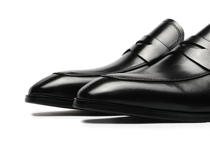 Mens Penny Loafers Elegant Wedding Party Full Grain Leather Casual Dress Shoes Brown Black Business Formal Shoes Moccasins