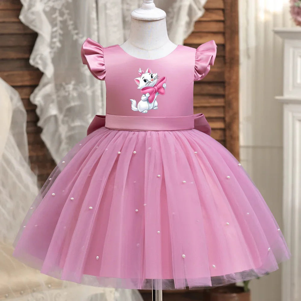 Toddler Girl Red Princess Dress Baby Girl 1st Birthday Party Tutu Gown Backless Bow Beading Xmas Costume