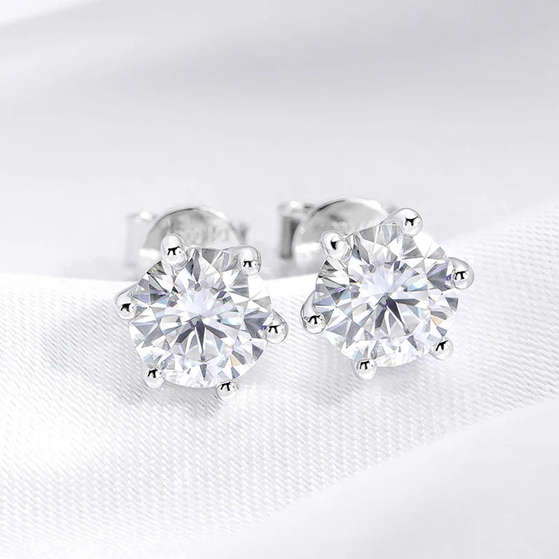 0.5-2CT D VVS1 Real Moissanite Stud Earrings for Women Lab Diamond Ear Studs 100% S925 Sterling Silver Plated 18K Gold