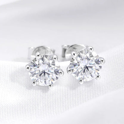 0.5-2CT D VVS1 Real Moissanite Stud Earrings for Women Lab Diamond Ear Studs 100% S925 Sterling Silver Plated 18K Gold