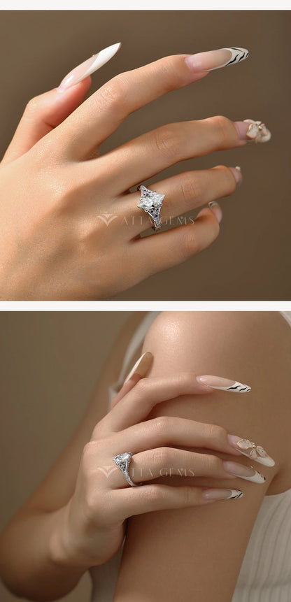 Marquise Cut 2ct Moissanite Ring With Lab Sapphire Women's Ring 925 Sterling Silver Luxury Wedding Jewelry Customizable