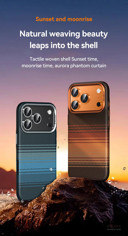 For Iphone 17 Pro Max / 17 Pro / 17 Magnetic Phone Case Carbon Fiber Pattern Magsafe Kevlar Pattern Shockproof Pc Hard Cover