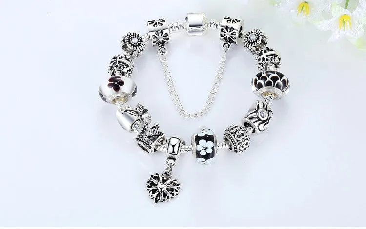 Queen Jewelry Charms Bracelet & Bangles With Queen Crown Beads Bracelet for Women PA1823
