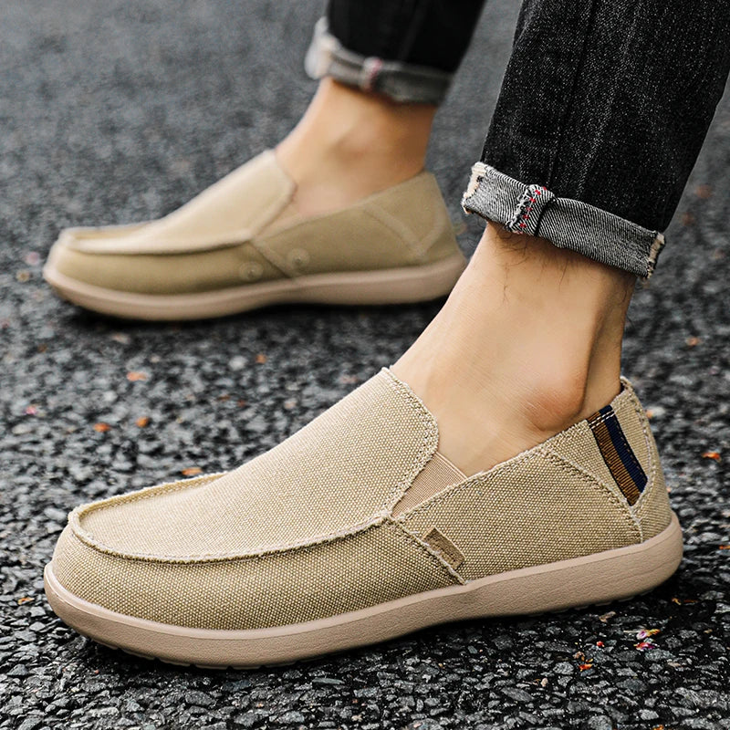 Large Size Canvas Shoes Men's Slip-On Loafers Casual Breathable Independent Station Cross-Border Shoes Adult Low Heel Rubber