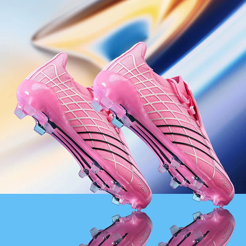 Pink-f50 Professional Mens Football Boots Boys Training Studded Fast Soccer Cleats Outdoor Non Slip Football Shoes Man 35-45