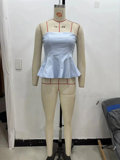 2026 Spring Summer Butter Yellow Sexy Women Tops Fashion Solid Strapless Short Tops Chic Streetwear Ladies Tops