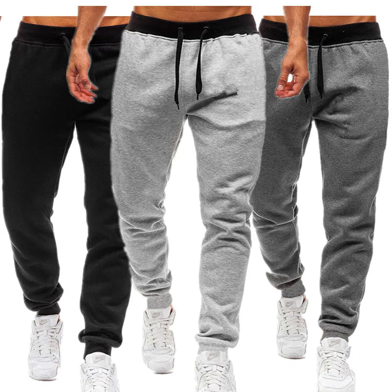 Men's casual elastic waistband drawstring sports pants, running exercise jogging pants, gym men's jogging sports pants