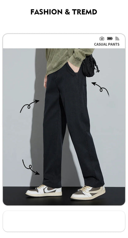 4 Colors New Straight Men's Pants Baggy Casual Lyocell Comfortable Stretch Trousers Male Wide Fashion Korean Pants Streetwear