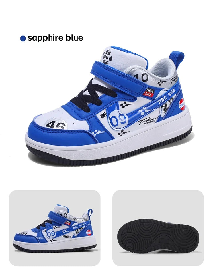 Cute girls and boys basketball shoes school activities children's casual shoes low-cut shoes autumn and winter new leather shoes