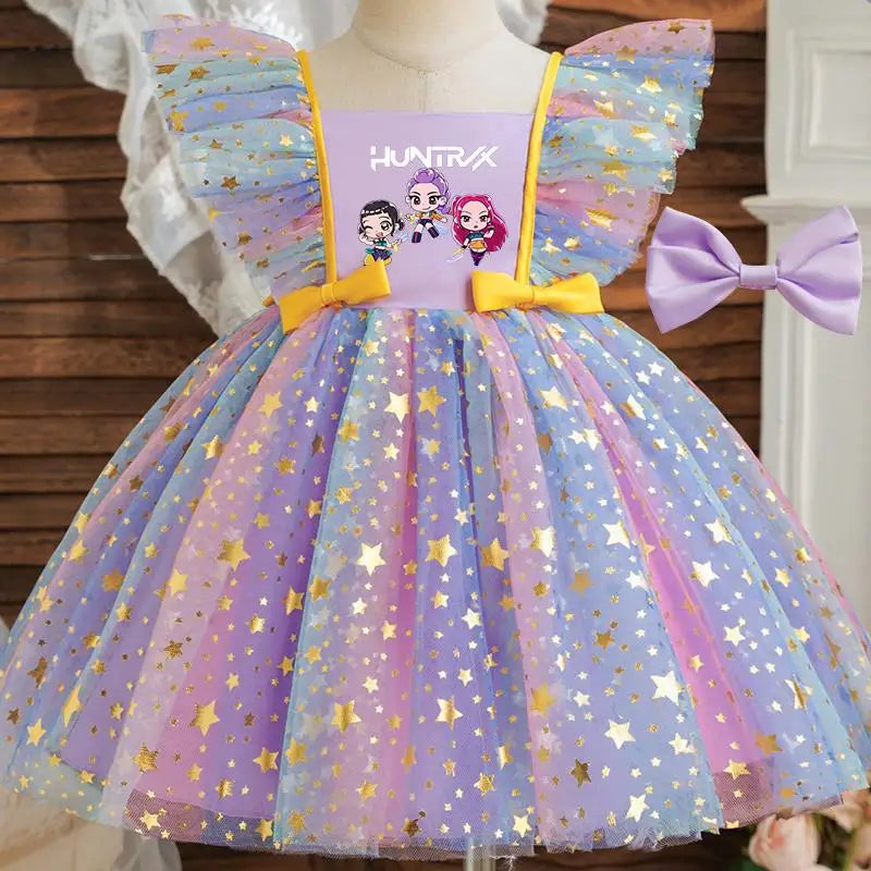 Baby Prinsess Dress Girls Birthday Party Dresses Kids Children Sleeveless Tulle Tutu Clothings 1-5Y