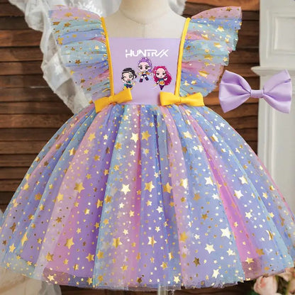 Baby Prinsess Dress Girls Birthday Party Dresses Kids Children Sleeveless Tulle Tutu Clothings 1-5Y