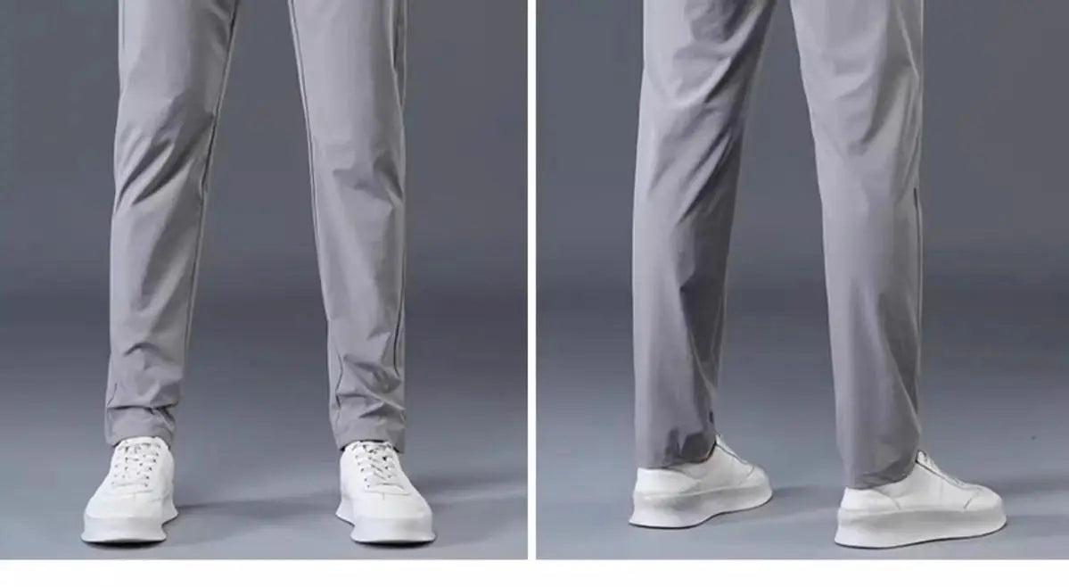 Men Summer Thin Casual Pants Trendy Fashion Classic Solid Color Versatile Straight Trousers Breathable Daily Outdoor Streetwear