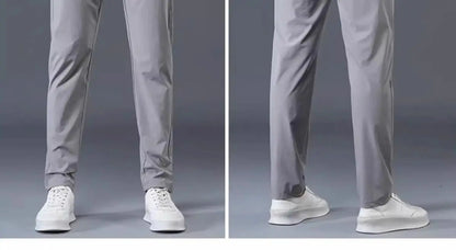 Men Summer Thin Casual Pants Trendy Fashion Classic Solid Color Versatile Straight Trousers Breathable Daily Outdoor Streetwear