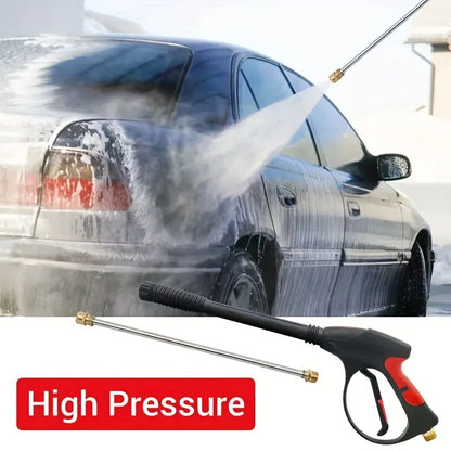 Portable High Pressure Car Wash Gun with Adjustable Extended Rod Household Water Pipe Matching Car Cleaning Tool for Home Outdoo