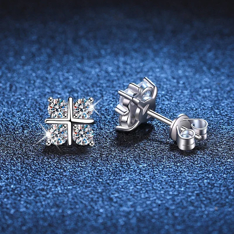 D Color Moissanite Stud Earrings For Women Top Quality 925 Sterling Silver Sparkling Diamond Engagement Wedding Jewelry