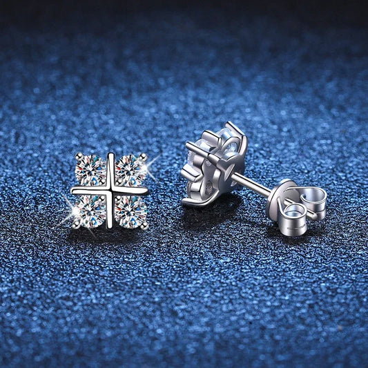 D Color Moissanite Stud Earrings For Women Top Quality 925 Sterling Silver Sparkling Diamond Engagement Wedding Jewelry