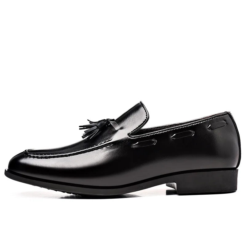 Summer New Large Size Men's Leather Shoes Business Formal Casual Wedding Knot Shoes round Toe Flat Heel Rubber Outsole