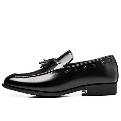 Summer New Large Size Men's Leather Shoes Business Formal Casual Wedding Knot Shoes round Toe Flat Heel Rubber Outsole
