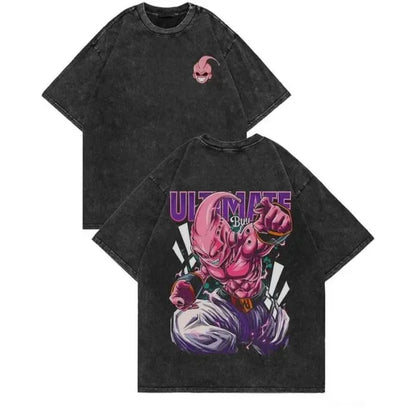 2026 Summer Dragon Ball  Washed Oversized T-shirt High Quality 100% Cotton Super Saiyan Vegeta Print Unisex Tee for Adults