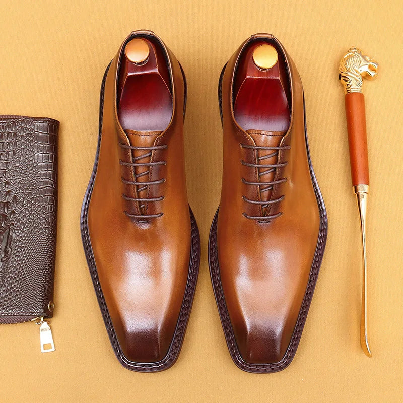Luxury Brand Mens Oxford Leather Shoes Black Brown Handmade Lace Up Pointed Toe Dress Shoes Wedding Office Business Formal Shoes