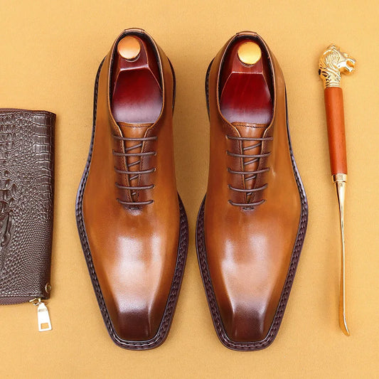 Luxury Brand Mens Oxford Leather Shoes Black Brown Handmade Lace Up Pointed Toe Dress Shoes Wedding Office Business Formal Shoes