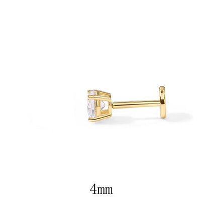 1Piece 925 Sterling Silver Labret Lip Ring Zircon Ear Studs Earrings For Women 2/3/4mm Tragus Cartilage Piercing Jewelry