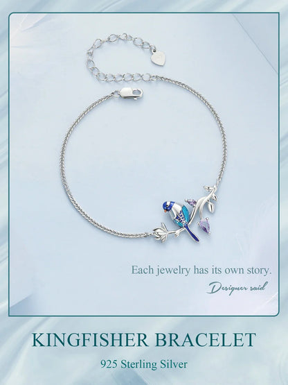925 Sterling Silver Kingfisher Bracelet Original Design Bracelet Women Silver Jewelry for Party BSB127